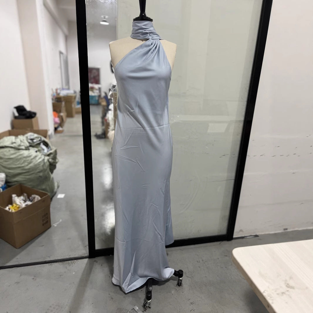 Damen elegantes Abendkleid mit asymmetrischem Schnitt und eindrucksvoller Drapierung EB