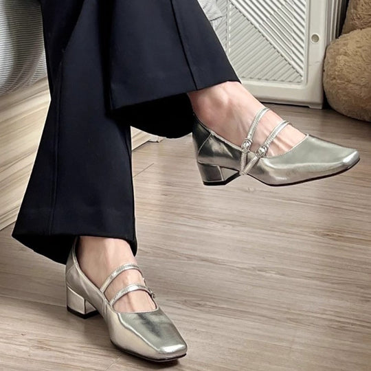 Damen elegante Ballerina-Schuhe mit dekorativen Schnallen EB
