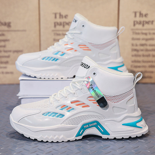 Damen Modische High-Top Sneakers mit atmungsaktiver Mesh-Oberfläche und rutschfester Sohle EB