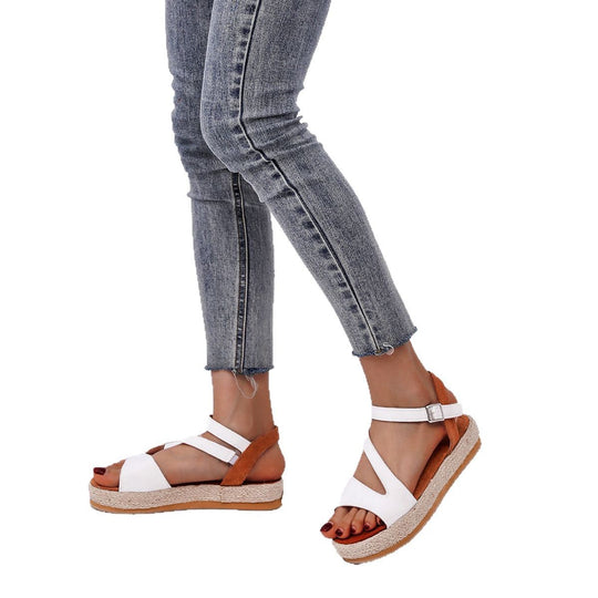 Damen Elegante und komfortable Keil-Sandalen mit verstellbarem Riemen EB