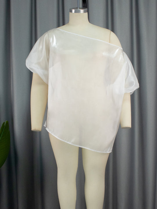 Damen Transparente Chiffon-Bluse EB