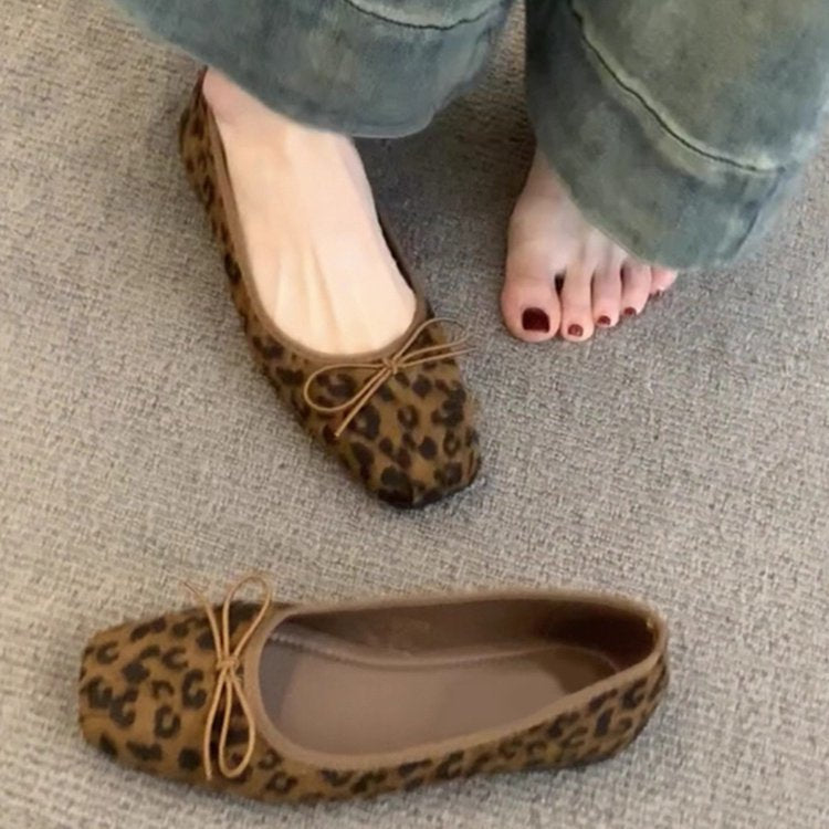 Damen Komfortable Ballerinas mit trendigem Leopardenmuster EB