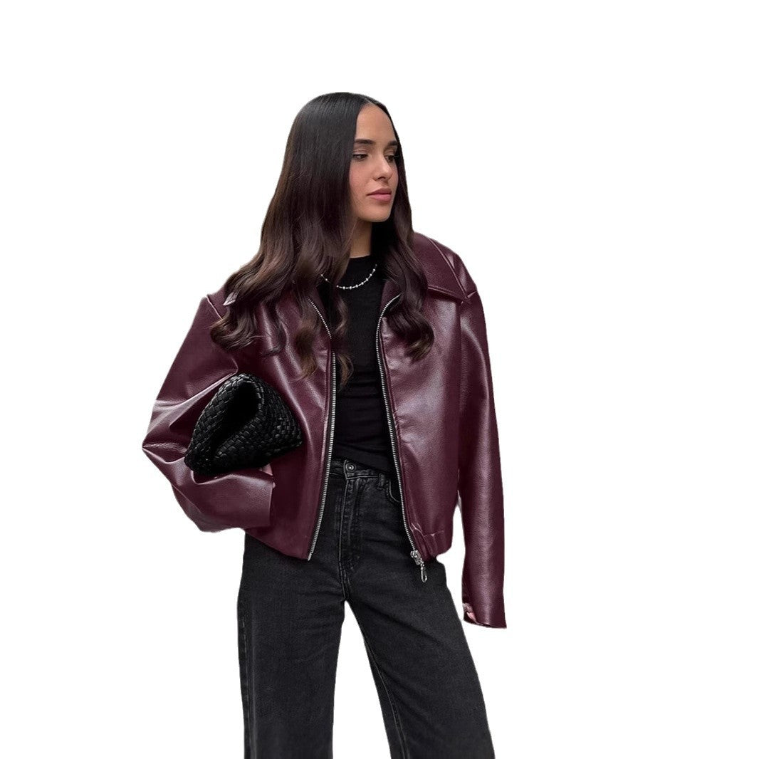 Damen moderne cropped jacke mit übergroßem Kragen EB