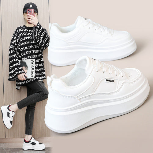 Damen Modische Plateau-Sneaker mit atmungsaktivem Obermaterial und gepolsterter Innensohle EB