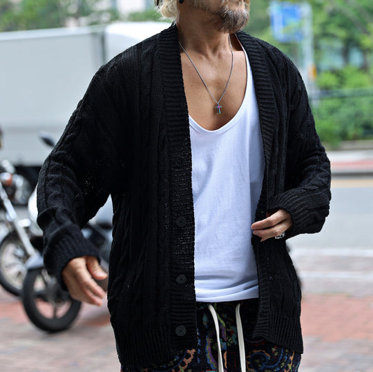 Herren Strickjacke mit Struktur und Knopfverschluss EB