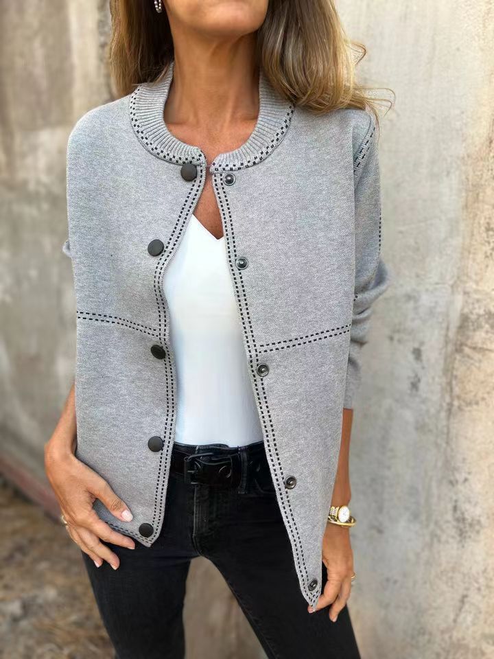 Damen Strickjacke mit Knopfleiste und edler Halslinie EB