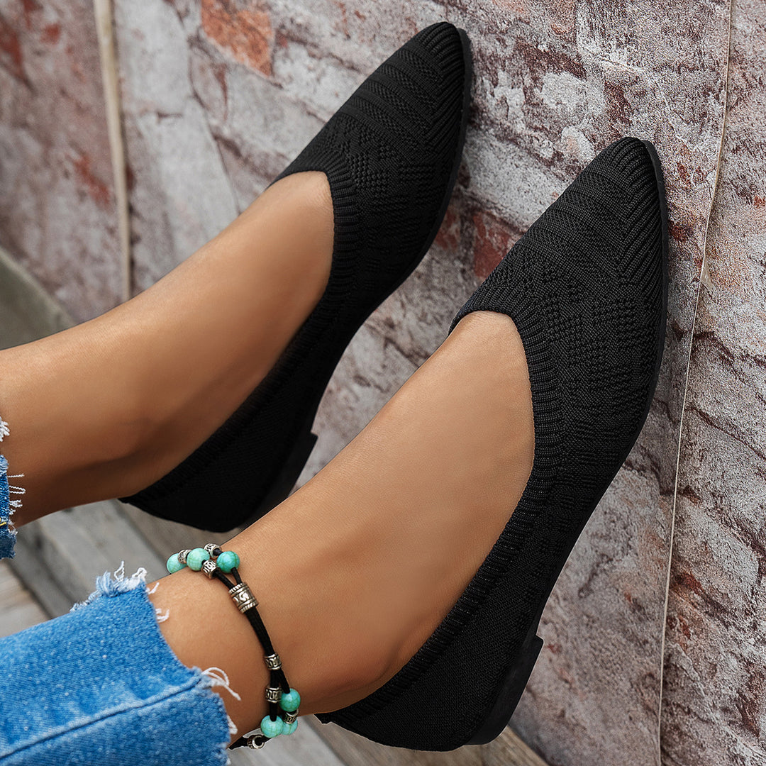 Damen Ballerinas mit kreativem Hahnentrittmuster und flexiblem Fußbett EB