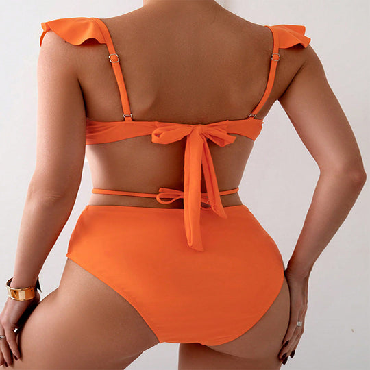 Damen Bikiniset mit schicken Rüschendetails und hohem Taillenbereich EB
