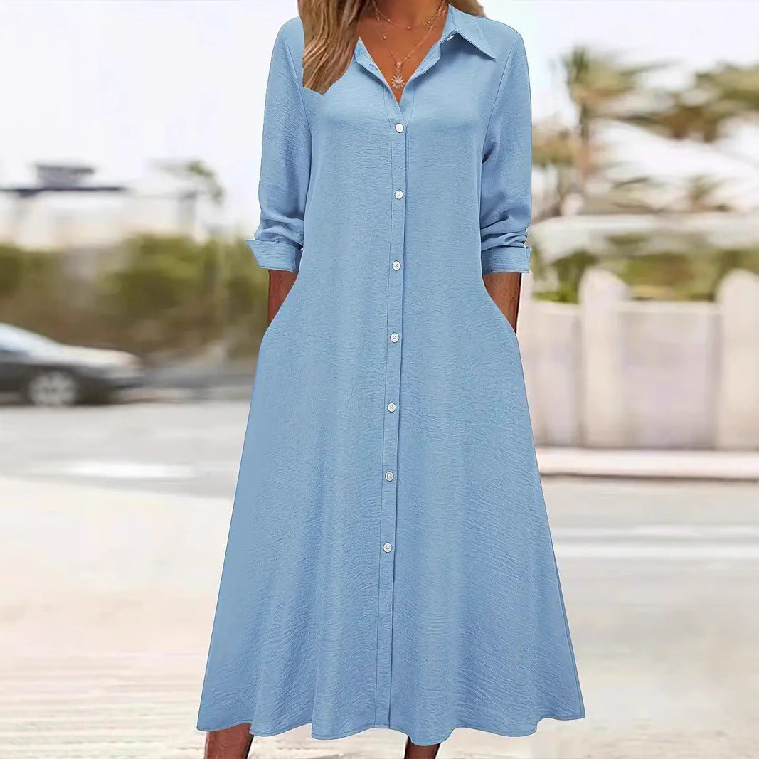 Damen Hemdblusenkleid mit praktischen Taschen und elegantem Schnitt EB