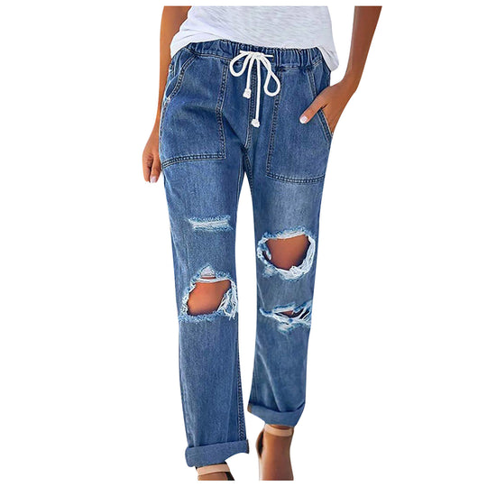 Damen Relaxed Fit Jeans mit modernen Rissen EB