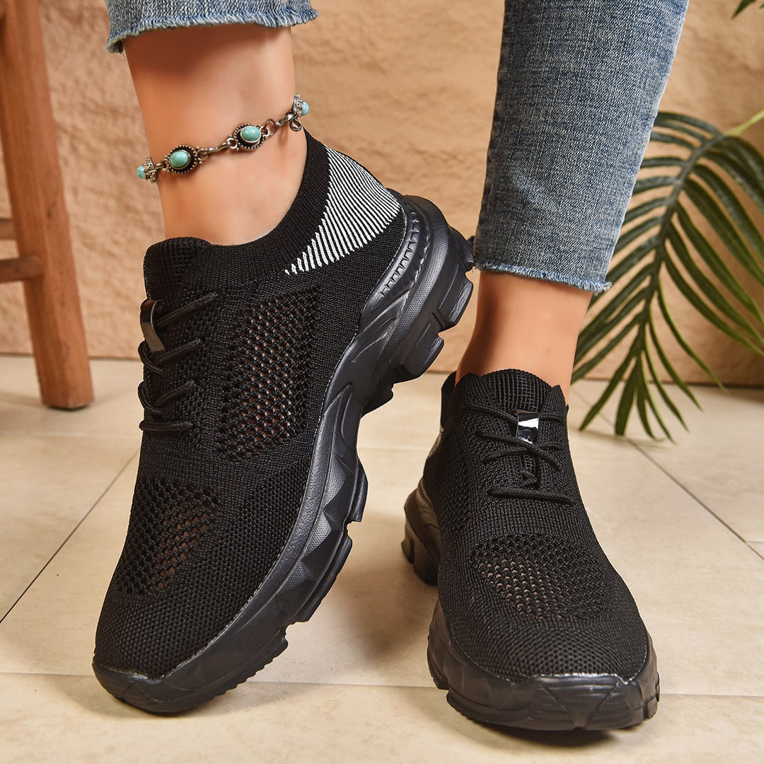 Damen trendige Slip-On Sneakers mit atmungsaktivem Strickdesign EB