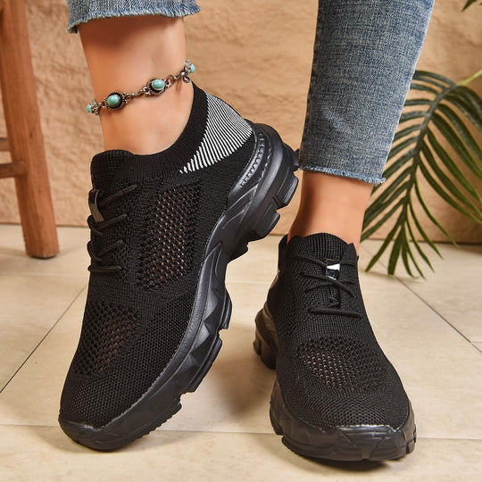 Damen trendige Slip-On Sneakers mit atmungsaktivem Strickdesign EB