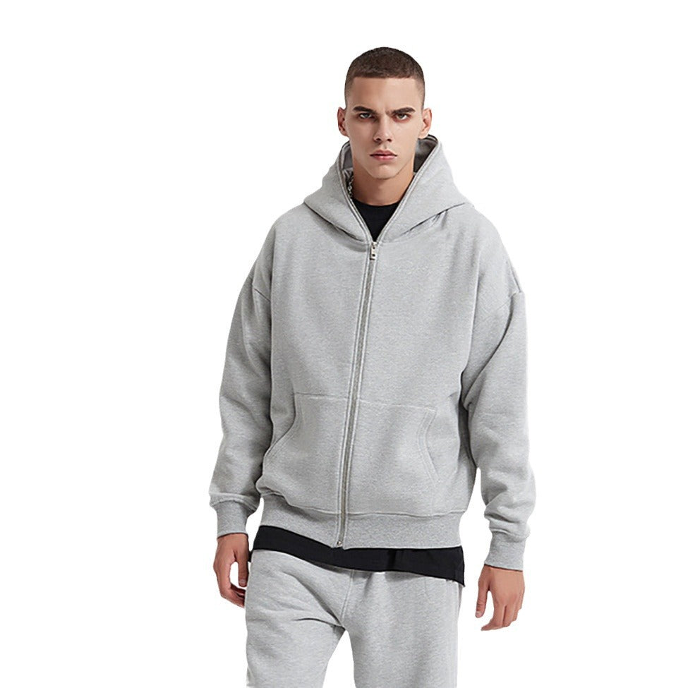 Unisex nan Kapuzenjacke mit durchgehendem Reißverschluss, doppellagiger Kapuze und Kängurutaschen EB