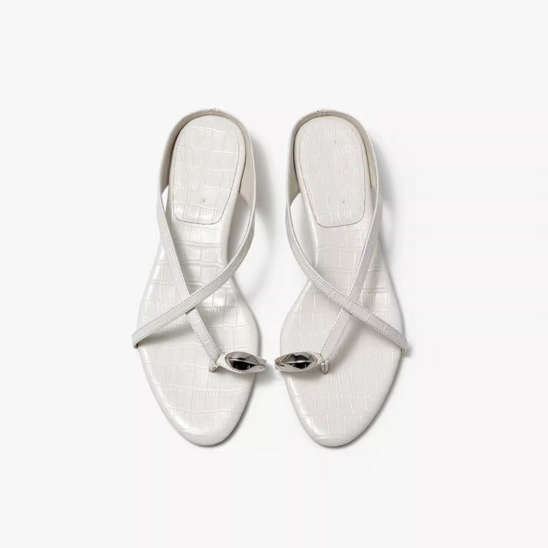 Damen Elegante Riemensandalen mit modischem Kettenakzent EB