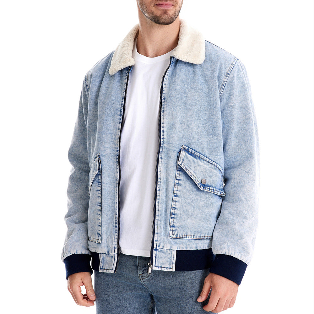 Herren Jeansjacke mit Fleecefutter und praktischen Taschen EB