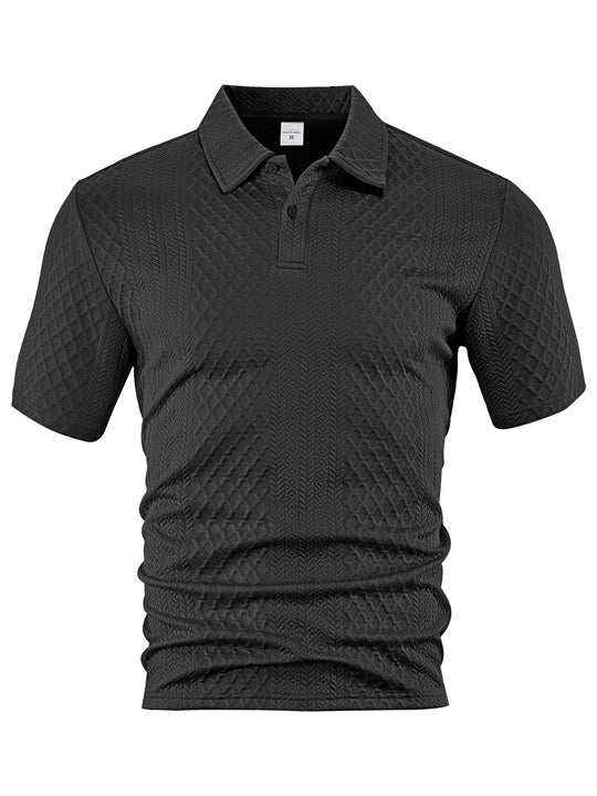 Herren nan texturiertes Jacquard-Poloshirt kurzärmelig schmaler Schnitt mit Polokragen EB