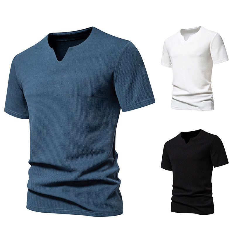 Herren Kurzarm T-Shirt mit modernem V-Ausschnitt und atmungsaktiver Struktur EB