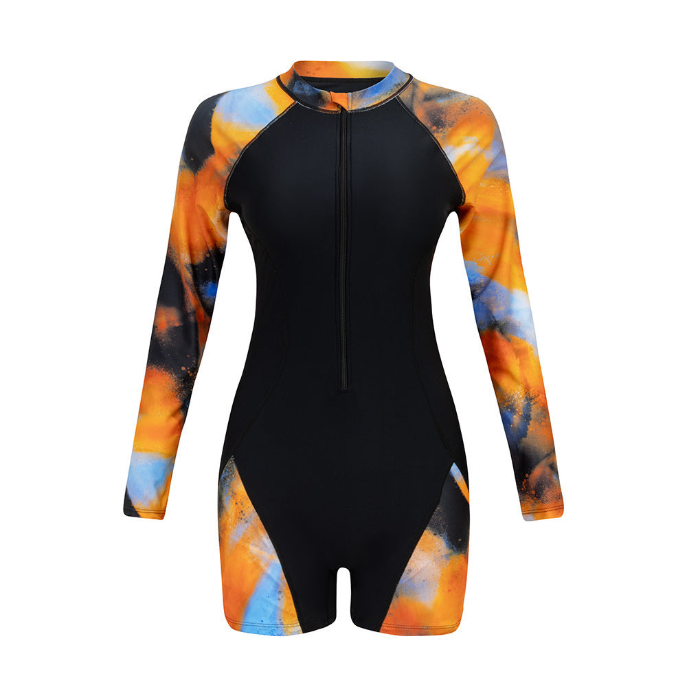 Damen Langarm-Surfuanzug mit buntem Kunstdesign EB