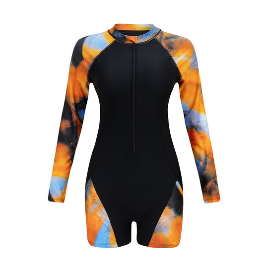 Damen Langarm-Surfuanzug mit buntem Kunstdesign EB