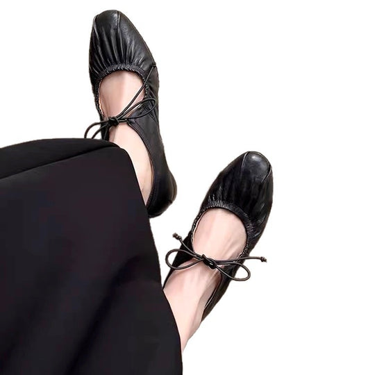 Damen Ballerina-Schuhe mit elastischem Riemen und verspieltem Schleifendetail EB