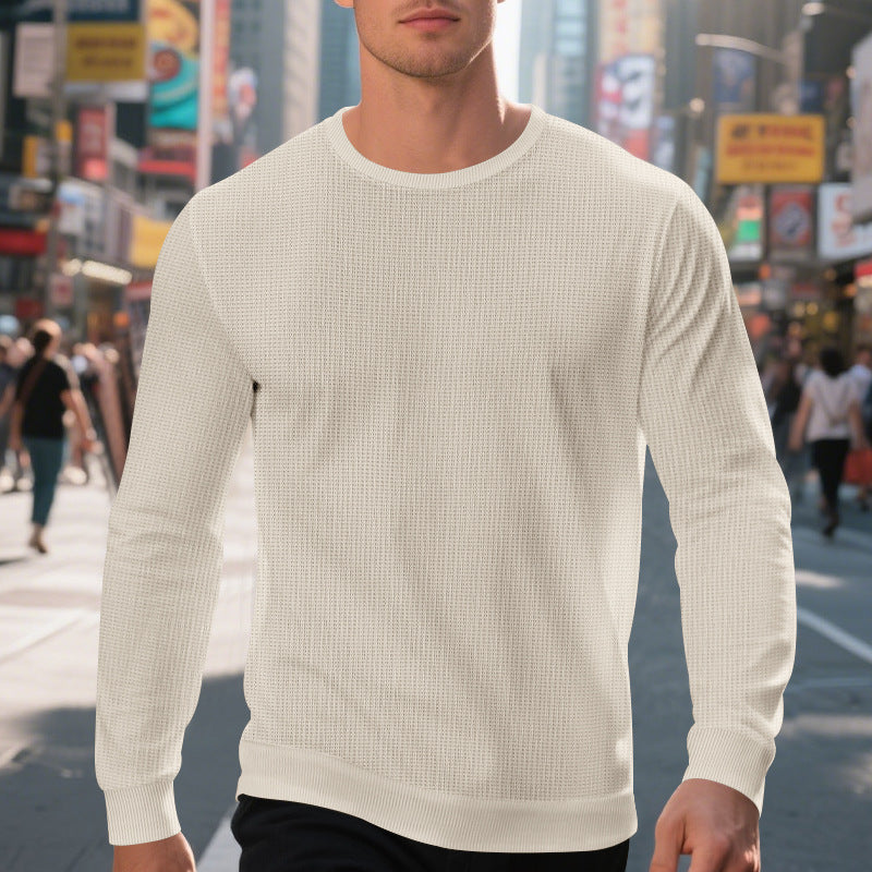 Herren komfortabler Langarmpullover aus atmungsaktivem Material und modernem Strukturdesign EB