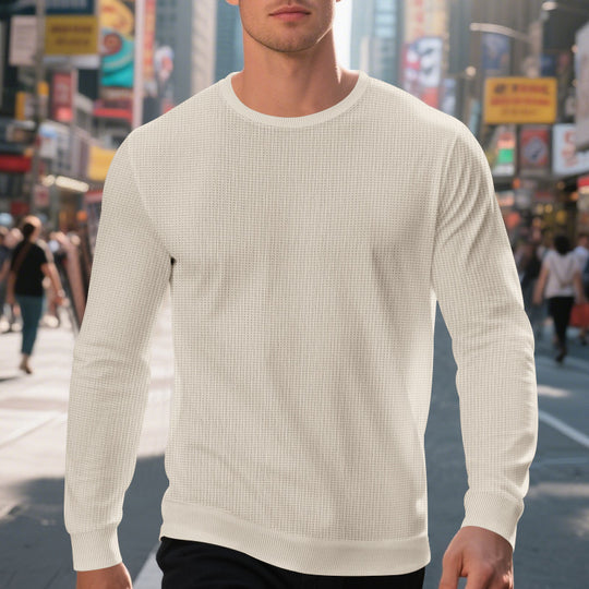Herren komfortabler Langarmpullover aus atmungsaktivem Material und modernem Strukturdesign EB