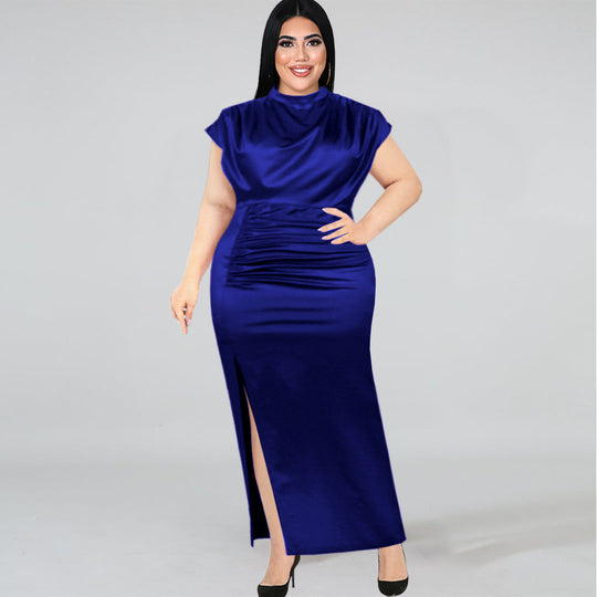 Damen Maxikleid mit elegantem V-Ausschnitt und schickem Schlitz EB