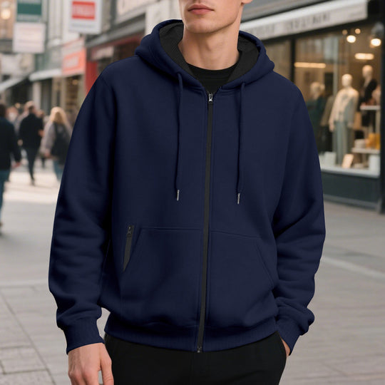 Herren Kapuzenjacke mit leichtem Reißverschluss und praktischen Taschen EB