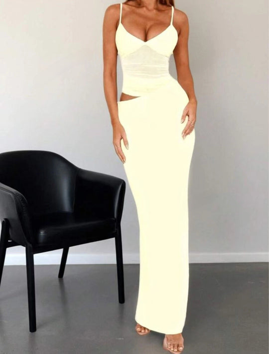 Damen Figurbetontes Abendkleid mit innovativem Wickeldesign und eleganten Trägern EB