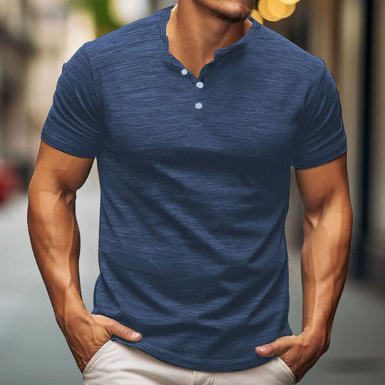 Herren Kurzarm-T-Shirt mit Knopfleiste EB