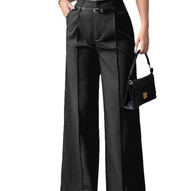 Damen elegante weite Hose mit Bindegürtel EB