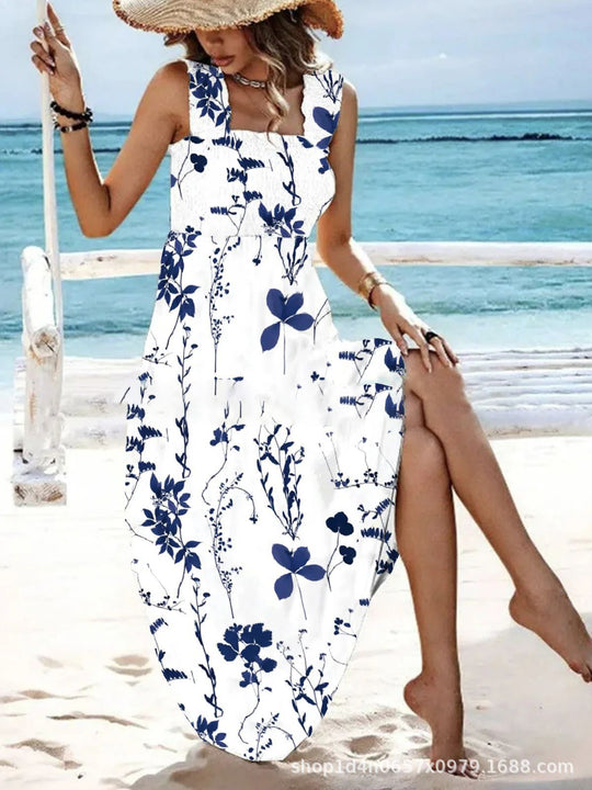 EB | Bedrucktes Brustwickelkleid im Urlaubsstil