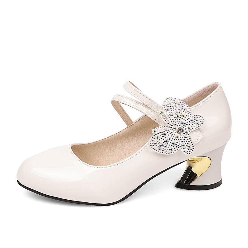Damen elegante Pumps mit ornamentaler Schmetterlingsapplikation EB