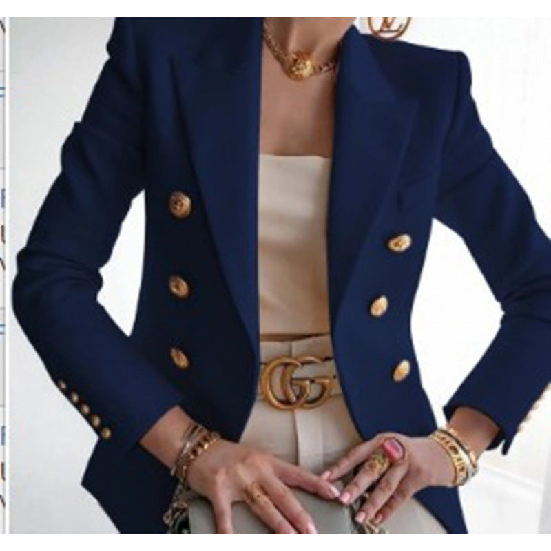 Damen Edler Blazer mit Goldknopf-Detail und klassischem Schnitt EB