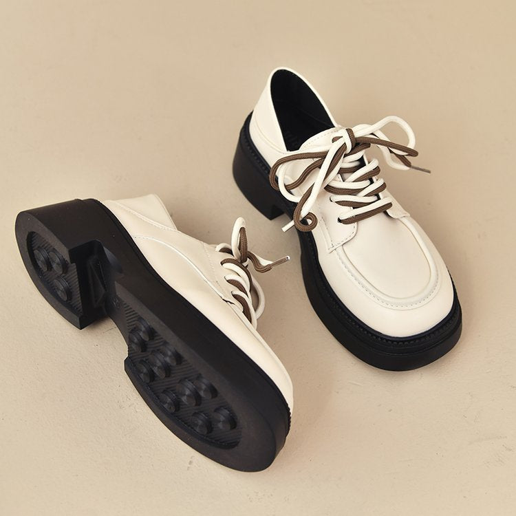 Damen modische Schnürschuhe mit robustem Sohlenprofil und hochwertiger Lederoberfläche EB