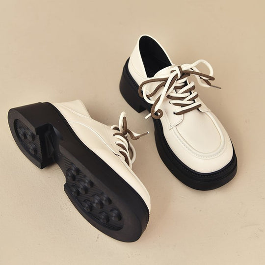 Damen modische Schnürschuhe mit robustem Sohlenprofil und hochwertiger Lederoberfläche EB