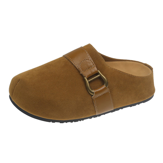 Damen Clogs aus hochwertigem Wildleder mit modischem Schnallenverschluss EB