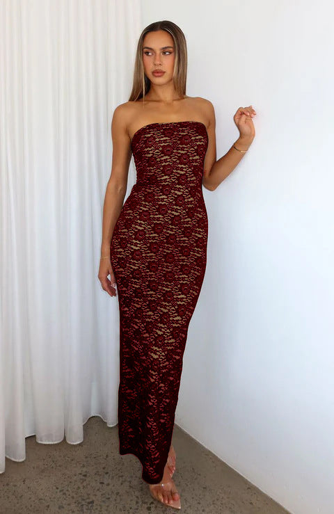 Damen Spitzenkleid im ärmellosen Design EB