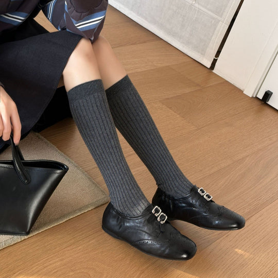 Damen klassische Schnürschuhe mit edlen Zierschnallen EB