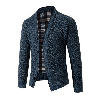 Herren eleganter Strickcardigan mit Karomuster EB