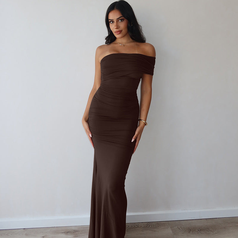 Damen Elegantes Maxikleid mit raffinierter Drapierung EB