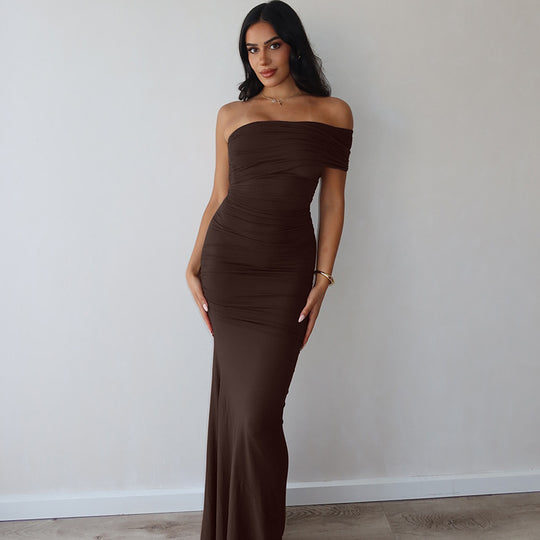 Damen Elegantes Maxikleid mit raffinierter Drapierung EB