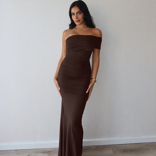 Damen Elegantes Maxikleid mit raffinierter Drapierung EB