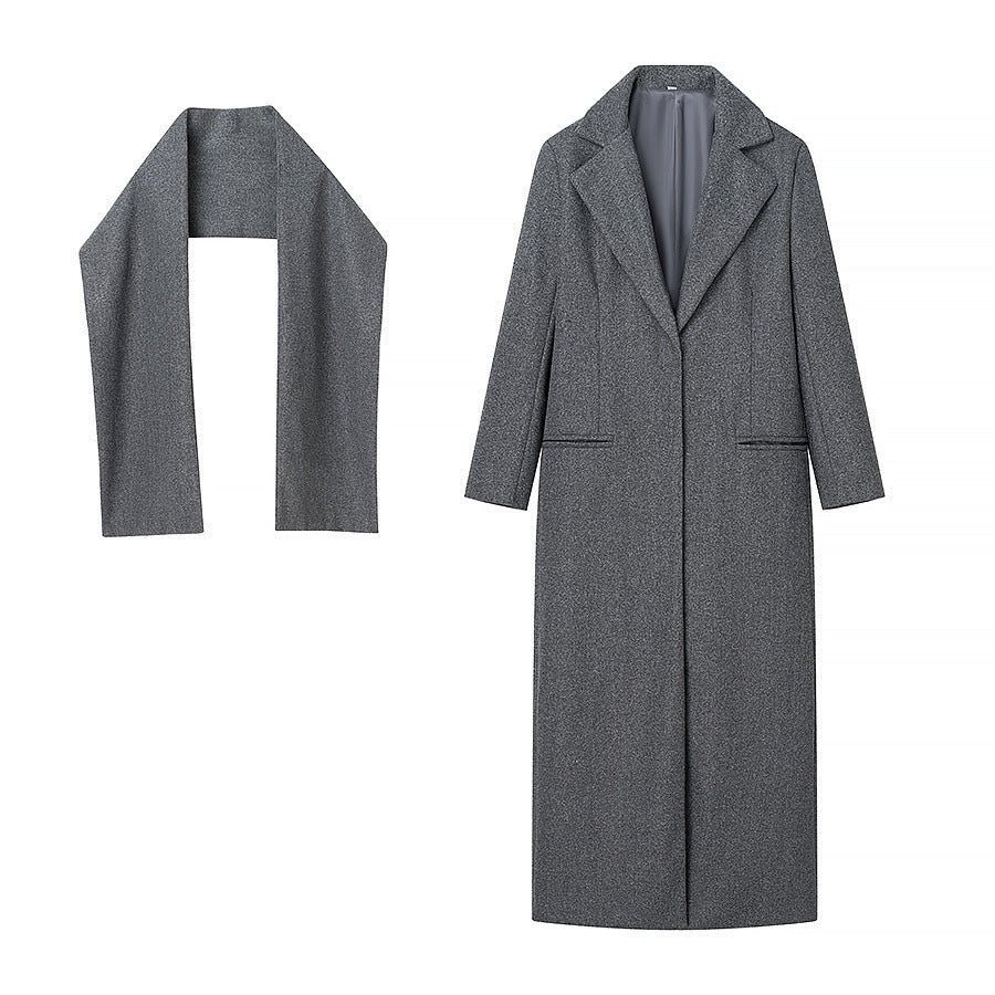 Damen eleganter Wintermantel mit hochschließendem Kragen und praktischen Taschen EB
