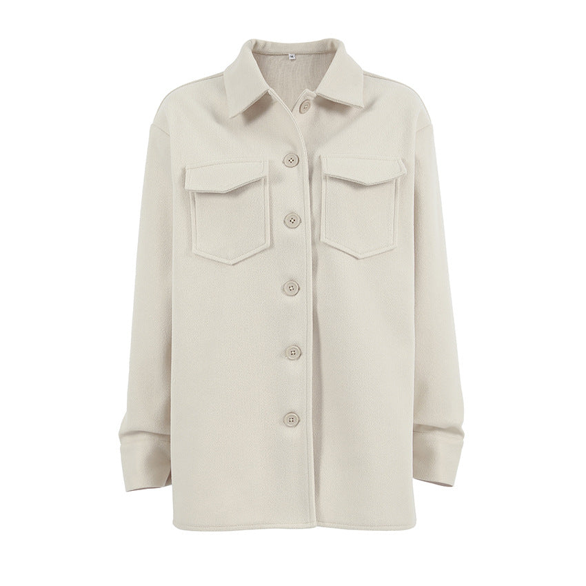 Damen Oversized Hemdblousenjacke mit praktischen Taschen und modernem Schnitt EB