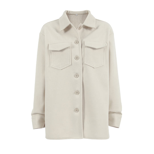 Damen Oversized Hemdblousenjacke mit praktischen Taschen und modernem Schnitt EB