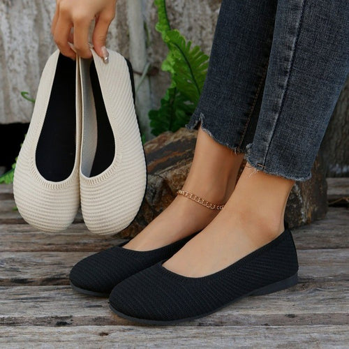 Damen flexible Ballerinas aus atmungsaktivem Strickmaterial EB