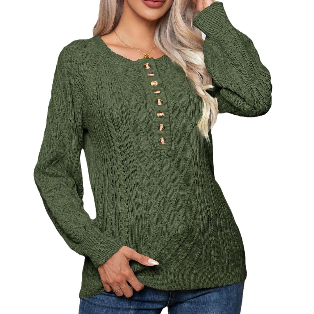 Damen Strickpullover mit eleganten Knopfdetails und modernem Zopfmuster EB