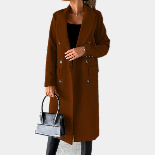 Damen Eleganter und zeitloser Trenchcoat mit doppelter Knopfleiste und praktischen Taschen EB
