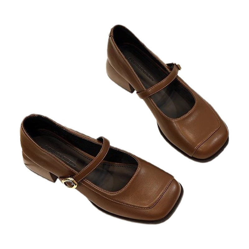 Damen elegante Pumps mit modischem Riemen und komfortablem Blockabsatz EB